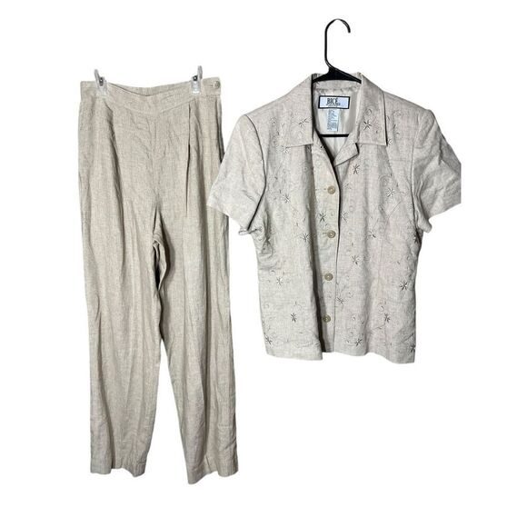 Vintage Bice By Sag Harbor‎ Linen Blend Pant Suit 2pc Size 10/12 - Picture 1 of 10